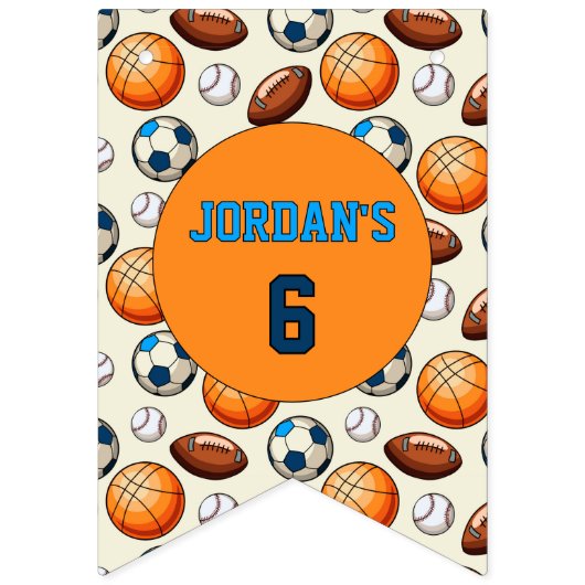 Custom Birthday Sports Theme Vlaggetjes (Tweede vlag)