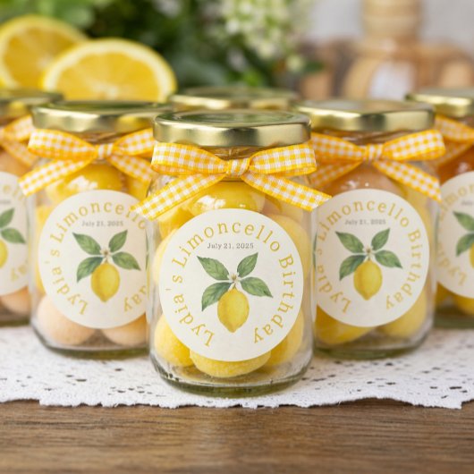 Custom Birthday Watercolor Lemon Classic  Ronde Sticker