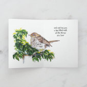 Custom Birthday Watercolor Swainson's Thrush Bird Kaart (Binnen)