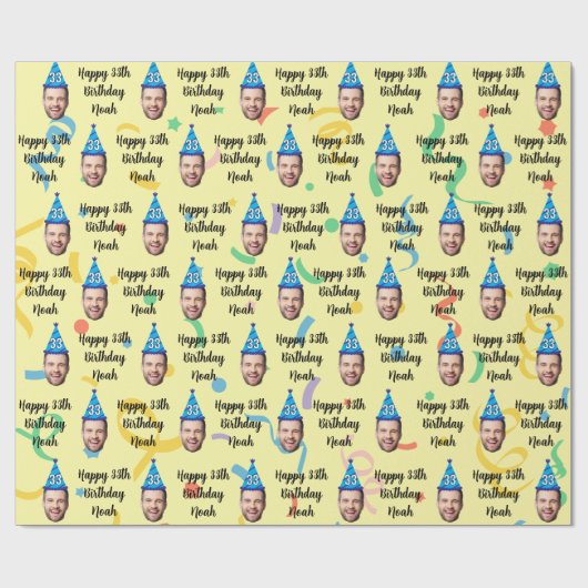Custom Birthday Wrapping Paper, Happy Birthday Cadeaupapier (Vlak)
