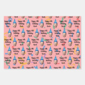 Custom Birthday Wrapping Paper, Pink Inpakpapier Vel (Voorkant 3)