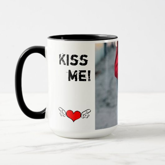 Custom Black 15 oz Ringer Kiss Me Mok ZAZZ_IT (Links)