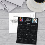 Custom Black 2026 Bedrijfskalender Zakelijke Logo Briefkaart<br><div class="desc">Dit zwart-wit zakelijke agenda briefkaart is op maat gemaakt met uw professionele bedrijfsnaam en kantoor-contactgegevens. Deze chique briefkaarten met verticale agenda's zijn voorzien van uw logo aan de ene kant van de bovenkant en gepersonaliseerde professionele foto aan de andere kant. Hedendaags marketingitem voor een bedrijf in 2026.</div>