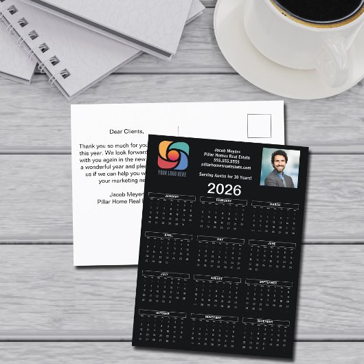 Custom Black 2026 Bedrijfskalender Zakelijke Logo Briefkaart