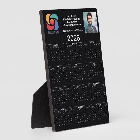 Custom Black 2026 Bedrijfskalender Zakelijke Logo Fotoplaat (Zijkant)