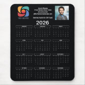 Custom Black 2026 Bedrijfskalender Zakelijke Logo Muismat (Voorkant)