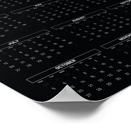 Custom Black 2026 Bedrijfskalender Zakelijke Logo Poster (Hoek)