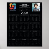 Custom Black 2026 Bedrijfskalender Zakelijke Logo Poster (Voorkant)