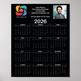 Custom Black 2026 Bedrijfskalender Zakelijke Logo Poster