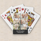 Custom Black 6 Photo Collage Text Message Modern  Pokerkaarten