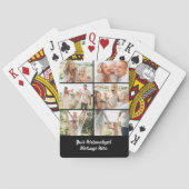 Custom Black 6 Photo Collage Text Message Modern Pokerkaarten (Achterkant)