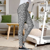Custom Black And Grey Safari Leopard Print Pattern Leggings