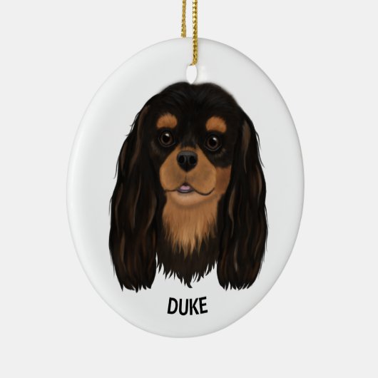 Custom Black and Tan Cavalier King Spaniel Keramisch Ornament (Rechts)