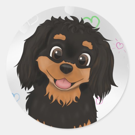 Custom Black and Tan Cavalier Spaniel Ronde Sticker (Voorkant)