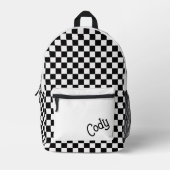 Custom Black and White Checkered  Bedrukte Rugzak (Voorkant)