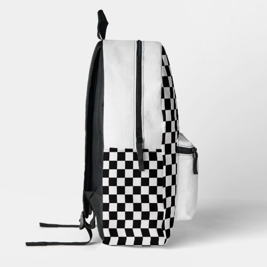 Custom Black and White Checkered Bedrukte Rugzak (Links)