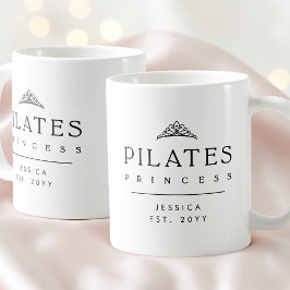 Custom Black and White Minimalist Pilates Princess Koffiemok