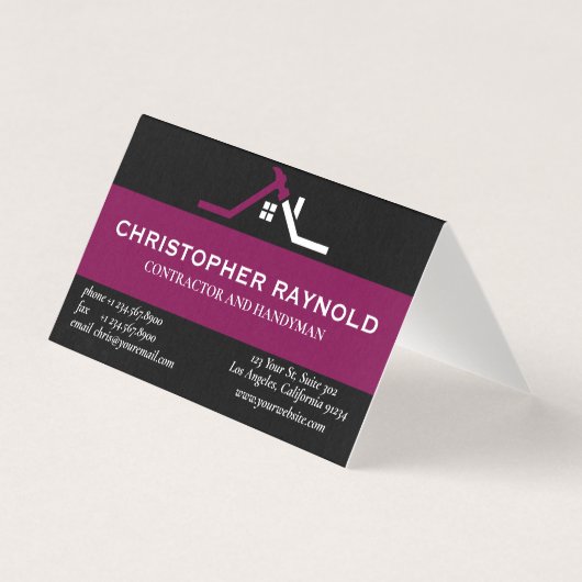 Custom Black and Wine Home Building Construction Kaart (Voorkant)