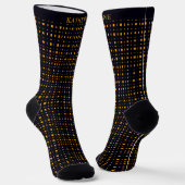 Custom Black and Yellow Orange Checkered Pattern Sokken (Gebogen)