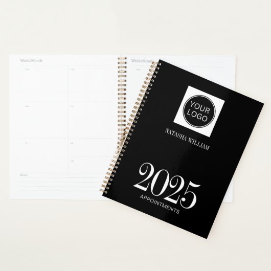 Custom Black Business Logo 2025 Planner (Display)
