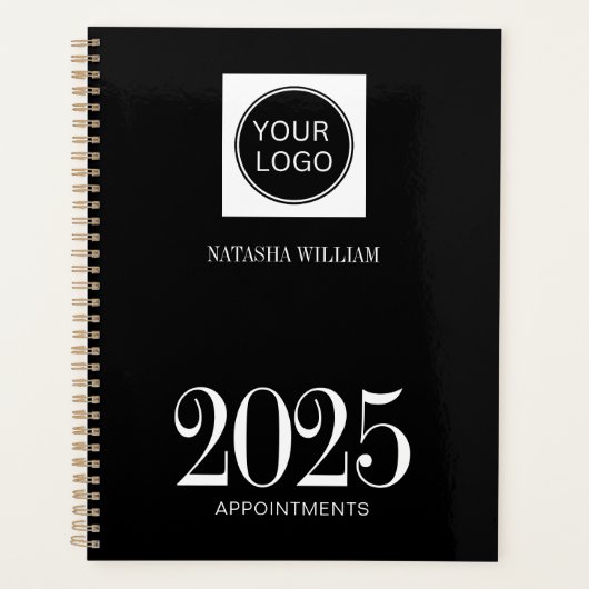 Custom Black Business Logo 2025 Planner (Voorkant)
