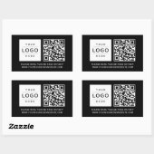 Custom Black Business Logo and Website QR Code Rechthoekige Sticker (Vel)