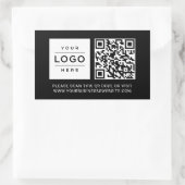 Custom Black Business Logo and Website QR Code Rechthoekige Sticker (Tas)