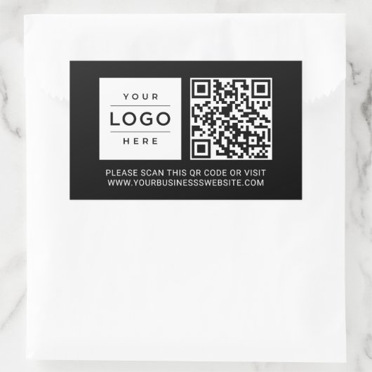 Custom Black Business Logo and Website QR Code Rechthoekige Sticker (Tas)