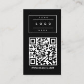 Custom Black Business Logo and Website QR Code Visitekaartje (Voorkant)