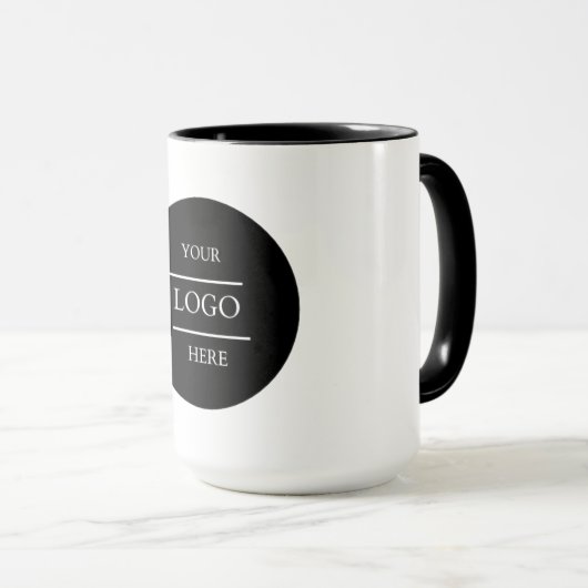 Custom Black Business Logo Branded Coffee Mok (Voorkant rechts)
