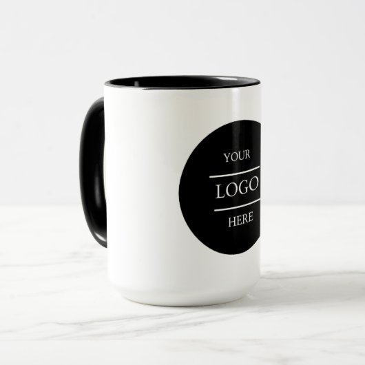 Custom Black Business Logo Branded Coffee Mok (Voorkant links)