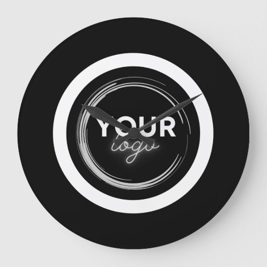 Custom Black Business Logo Branded Company Grote Klok (Voorkant)