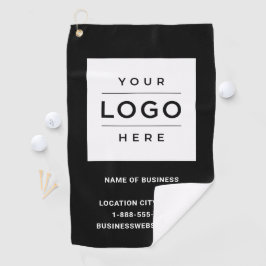 Custom Black Business Logo Company Branded Golfhanddoek
