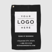 Custom Black Business Logo Company Branded Golfhanddoek (Voorkant)