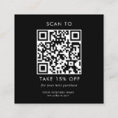 Custom Black Business Logo QR Code Dank u Kortingskaartje (Achterkant)