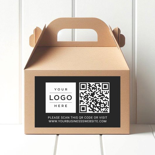 Custom Black Business Logo QR Code Rechthoekige Sticker