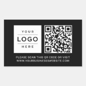 Custom Black Business Logo QR Code Rechthoekige Sticker (Voorkant)