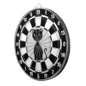 Custom Black Cat Cartoon op zwart & wit Dartbord (Voorkant Rechts)