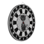Custom Black Cat Cartoon op zwart & wit Dartbord (Voorkant Links)