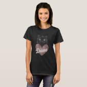 Custom Black Cat Heart T-Shirt – Personalized Name (Voorkant volledig)