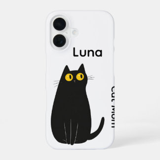 Custom Black Cat iPhone Case – Naam toevoegen 16 Hoesje