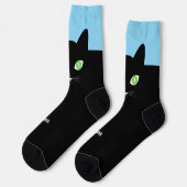 Custom Black Cat Photo Socks with Name - Cat Lover Sokken (Links)