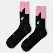 Custom Black Cat Photo Socks with Name - Cat Lover Sokken (Links)