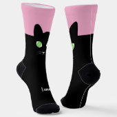 Custom Black Cat Photo Socks with Name - Cat Lover Sokken (Gebogen)
