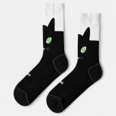 Custom Black Cat Photo Socks with Name - Cat Lover Sokken (Links)