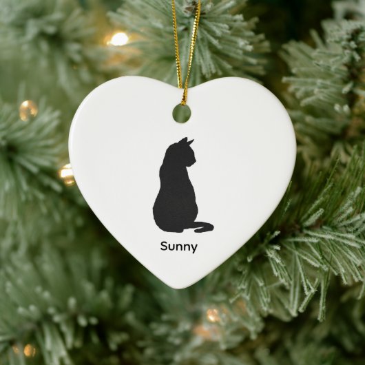 Custom Black Cat Silhouette Christmas Art Keramisch Ornament (Boom)