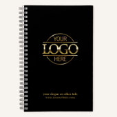 Custom Black Company Business Logo Promotional Notitieboek (Voorkant)