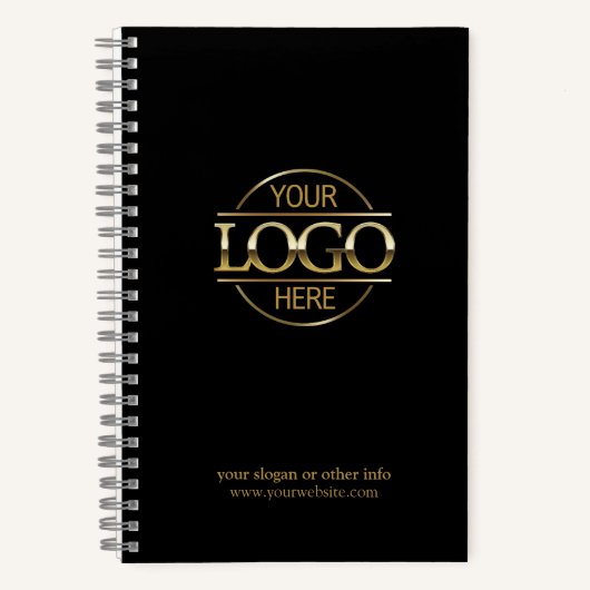Custom Black Company Business Logo Promotional Notitieboek (Voorkant)