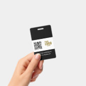 Custom Black Company Logo Name Title Bar Code Badge (Handheld)