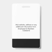 Custom Black Company Logo Name Title Bar Code Badge (Back)